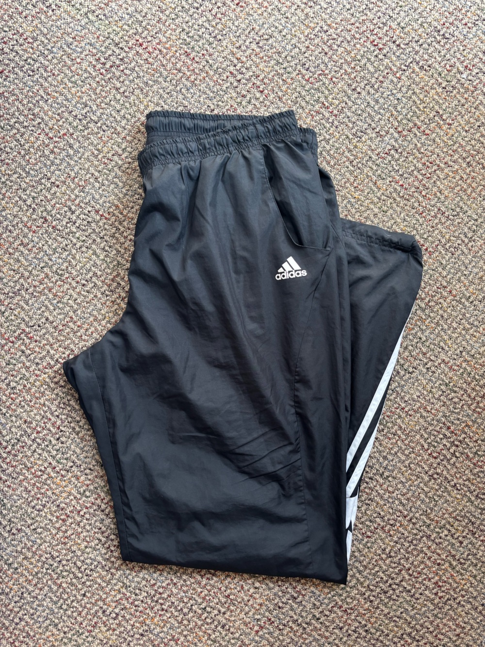 Adidas Black Track Pants with White Stripe